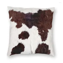 Travesseiro Vaca Esconder Decoração Padrão em Branco e Marrom Caso Quadrado Casa Decorativa Animal Textura Capa Lance