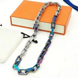 Kubanische Gliederketten Herren Halsketten Luxus Halskette Hip Hot Schmuck für Männer L Buchstabe Farbe Kette Edelstahl Schmuck Designer Weihnachtsfeier Mann Geschenk