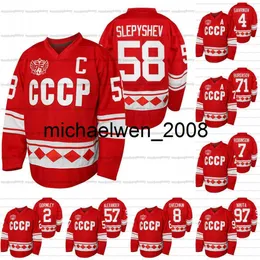 Weng Russia Hockey Classic CCCP Red 75th Anniversary Jersey Anton Slepyshev Vladislav Gavrikov Anton Burdasov Eric O'Dell Corban Knight Mat