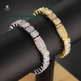 JWY Bracciale di lusso per gioielli Hip Hop Bracciale da uomo ghiacciato con catena da tennis in zirconi Moissanite placcato oro 14K