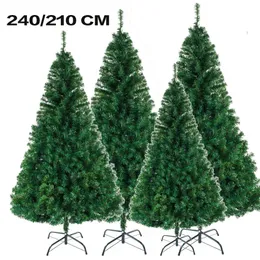 Juldekorationer 240210180cm Artificial Tree 8ft6ft55ft Snowy Flocked Xmas Ready to Use With Metal 231110