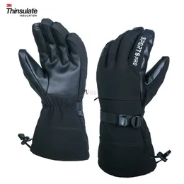 Ski Gloves New 3M Thinsulate Winter Ski Snow Gloves Men Women Touchscreen Black Grey Outdoor Warm Waterproof Snowboard Snowmobile Gloves zln231110