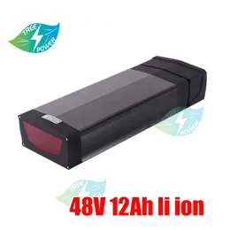Electric Bicycle 48V 12Ah Rear Rack Battery Pack For eBike with Luggage Hanger Taillight USB Port E Bike Charger