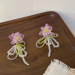 Dangle Chandelier Handmade Flower Beads حبات شرابة أقراط للنساء شخصية جديدة جميلة