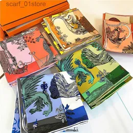 Scarves Luxury Brand Twill Silk Large Scarf Women Handmade curling horse rider animal female twill square shl FashionBelt SquareScarveL231110