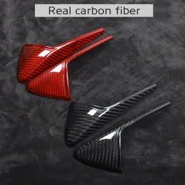 För Tesla Model 3 Real Carbon Fiber Accessories Model Y 2017-2023 Sidan Standard Bladskort klistermärken Sidokameraskydd täcker