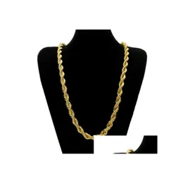 Chains Mens Hip Hop Gold Necklace 1Cm Coarse Gold-Plated Twisted Rope Drop Delivery Jewelry Necklaces Pendants Dhw41