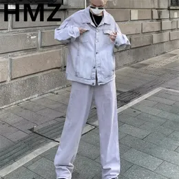 Tute da uomo HMZ Autunno Trend Uomo Denim Set Abiti Stile coreano Moda Y2K Giacca Jean Pantaloni Jeans casual Hip Hop Street Due pezzi 231110