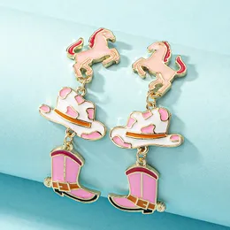 Cute Western Cowboy Hat Boots Earrings Personalized Creative Alloy Oil Dropping Love Earrings Female