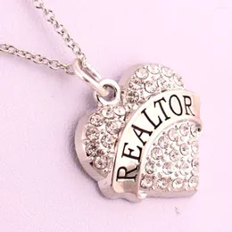 Pendant Necklaces Selling Rhodium Plated Zinc Studded With Sparkling Crystals REALTOR Heart Wheat Chain Necklace