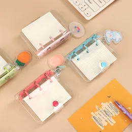 Blocchi per appunti Jiawu Creativo Carino Trasparente 3 Anelli Mini Allentato Manuale Portatile Raccoglitore Ad Anelli Kawaii Materiale Scolastico 230408