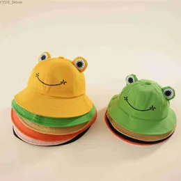 Wide Brim Hats Bucket Hats Parent-Kid Cartoon Frog Bucket Hat Panama Fishing Cap Cute Froggy Hat Femme Bob Chapeau Outdoor Sunscreen Fisherman Gorros YQ231110