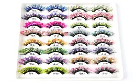 Color Luminous 3D False Eyelashes Glitter Decorative Sequins Thick and Exaggerated European American Lashes Stage Makeup4767083