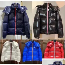 Lyx Frankrike Mens Down Puffer Jacket Sticked Women Parkas Panel Casual Coats Bomber Jackets Designers Män kläder Drop Delivery DHT5R