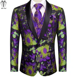 Mens Suits Blazers Hitie Luxury Suit Vest Shawl Collar Tuxedo ärmlös jacka Waistcoat Tie Hanky ​​Cufflinks Manliga brudgummen Överdimensionerad 231110