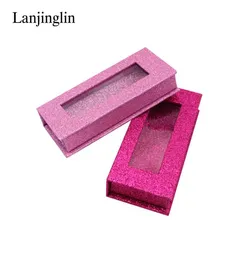 whole lash boxes blank 1 pair thick Carton hard 25mm mink eyelashes package glittering pink eyelashes box DIY flash packing2994824