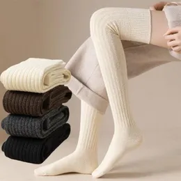 Frauen Socken Winter Strümpfe Sexy Mode Schnee Einfarbig Enge Verdickte Schleifen Innen Warme Dünne Mädchen JK Lange Overknee Kalb