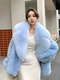 Futro kobiet sztuczne futro 2023 jesień i zimowy futra luźna płaszcz Importowany Rex Rabbit Fur Płot kobiet duży lis futra leniwy styl 231110