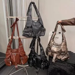 Y2K luksusowe torebki i torebki Kobiety projektant marki Tassel Rivet Motorcycle Bag