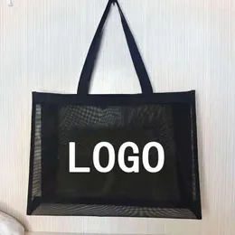 Borsoni Borsa a mano Capacità di viaggio Grande Borsa a spalla in nylon trasparente traspirante da spiaggia personalizzata Borsa a tracolla in rete