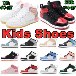 Çocuk Ayakkabı 1S Toddler Orta Sabah Sakinler Jumpman 1 Boy Basketbol Ayakkabı Çocukları Siyah Chicago Tasarımcı Mavi Eğitmenler Bebek Çocuk Gençlik Yürümeye Başlayan Çocuk Bebekler Spor 6C 4y 5y