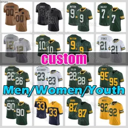 10 Maglia da calcio Love 33 Aaron Jones 11 Jayden Reed Brett Favre Green Bayes Packer Christian Watson Jaire Alexander Rashan Gary Romeo Doubs Bart Starr Lukas Van Ness