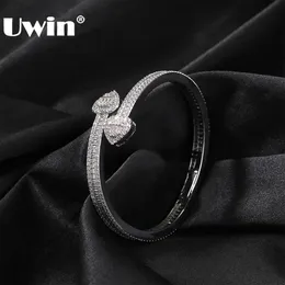 Urok Bracelets Uwin Heart Baguetteccz Cf Banles Banles Out Out Cubic Criconia Otwarta Moda Biżuteria nadgarstka na prezent 231110