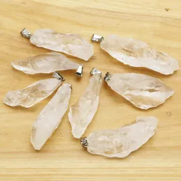 Pendant Necklaces Natural White Crystal Raw Ore Irregular Pillar Necklace Pendants Healing Charms Fashion Jewelry Accessories Gift Wholesale