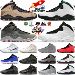 10S basketskor män jumpman 10 10 -årsjubileum Seattle stålcement tinker tjurar över Broadway Orlando Light Huarache Sneakers utomhussporttränare