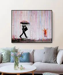 Toile d'art Graffiti abstrait homme avec parapluie, affiches et imprimés nordiques, tableau d'art mural pour salon, chambre à coucher, décoration 7707396