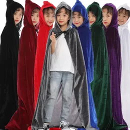 Coat Kids Halloween Velvet Cloak Baby Girls Boys Halloween Party Costume Cosplay Cape Cloak Mantle Mentel Hooded 231108