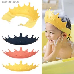 Czapki prysznicowe Baby Shower Corp Crown Regulowany kapelusz do mycia do włosów dla nowonarodzonego ucha Bezpieczne dzieci dzieci szampon tarcza wanna Coverl231110