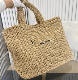 Woman Straw Beach Bags designer bag crochet tote bag luxury handbag handbags purse Embroidered Letter Striped Totes TOP 2023