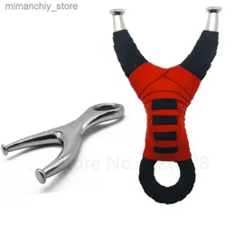 Hunting Slingshots Hunting Slingshot Titanium Steel Catapult with Flat Rubber Band Outdoor Hunting Shooting Sling Shot Set Q231110