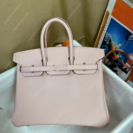 10a Top Handbag High Quality Designer Väskor 25 cm Swift äkta läder handgjorda högklassiga vaxlinje rosa kvinnors väska lyx klassisk modehandväska presentförpackning