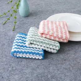 New 100pcs/lot Cleaning Cloths Coral Velvet Wavy Wipes Kitchen Absorbent Dish Cloths Cleaning Cloths Cationic Thickened Wiping Cloths