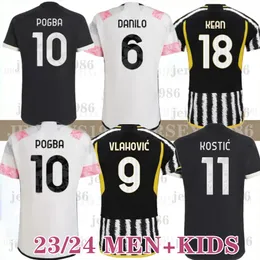 23 24 Soccer Jerseys Cuadrado Chiesa Vlahovic 2023 2024 Bonucci Juventus Football Shirts Kit Di Maria Soccer Uniform Maglie da Calcio Men Kids Set 888