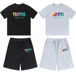 2023 Mens 자수 탑 활성웨어 트랩 스타 그래픽 런던 T 셔츠 해독 된 Chort 세트 사탕 식 패션