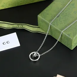 23 new double ring necklace retro temperament double ring transfer beads rotating pendant hundred match male and female couple necklace