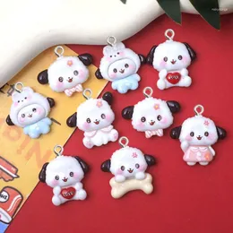 Charms 10Pcs Cute Cartoon Dog Series Resin Kawaii Keychain Bracelet Flat Back Pendants DIY Jewelry Crafts Decoration Accessories