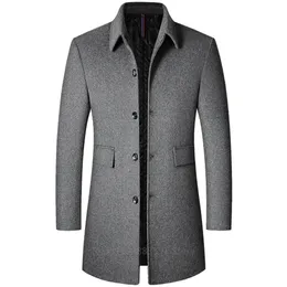 Casaco de lã masculino mistura casaco de lã outwear manga comprida trench coats jaqueta elegante casaco de bolso longo casaco de lã de inverno casaco masculino fino 231109