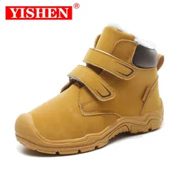 Boots YISHEN Snow Boots Children Winter High-top Warm Plush Boots Kids Outdoor Suede Fashion Trend Girls Boys Shoes Bottes Enfants 231109