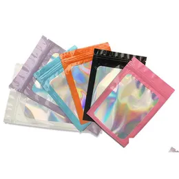 포장 가방 도매 mylar resealable holographic packaging pouch bag with clear wind