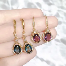 Dangle Earrings DIWENFU 14K Gold Color Sapphire Jewelry Earring For Women CN(Origin) 14 K Yellow Aros Mujer Oreja Gemstone Orecchini Girls