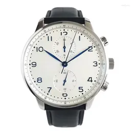 Wristwatches Top High Quality Dial 41mm Chronograph Portuguese Series Leather Watch For Men Business Quartz Wristwatch