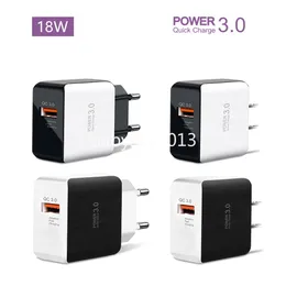 QC3.0 Fast Quick USB wall charger 18W power adapter 5V 3A 9v 2A for Iphone 12 13 14 15 samsung s7 s8 S10 S22 S23 lg B1 Retail package