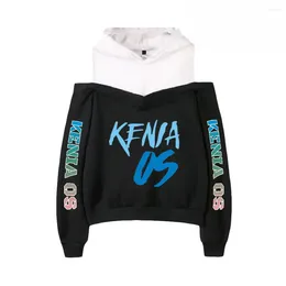 Kvinnors hoodies kenia os merch kvinnliga tröjor y2k streetwear hip hop song hylsa sexig av axel fleece hooded jacka kvinnlig