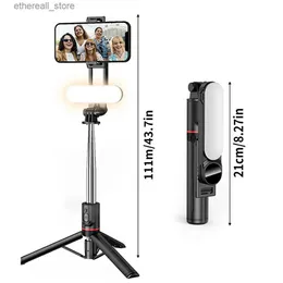 Selfie Monopods 111 cm Selfie Stick Bezprzewodowy Bluetooth pilot statyw Odłączany światło jednopasmowe zrównoważone i stabilne strzelanie Q231110