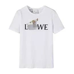 デザイナーサマーウィメンTシャツloe luojia高品質23ハルのモバイルキャッスルプリントクルーネックスリーブTシャツ男性女性