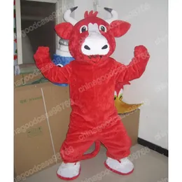 Desempenho vaca vermelha mascote traje de alta qualidade natal halloween fantasia vestido de festa dos desenhos animados personagem terno carnaval unisex outfit